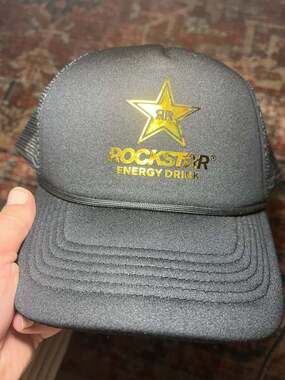 Rockstar Energy Drink Black and Gold Trucker Snapback Hat